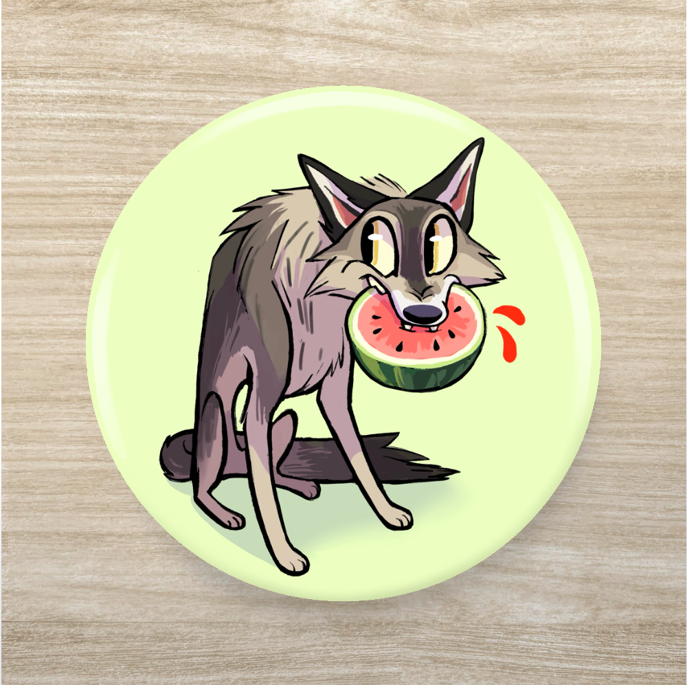 Watermelon Wolf Button